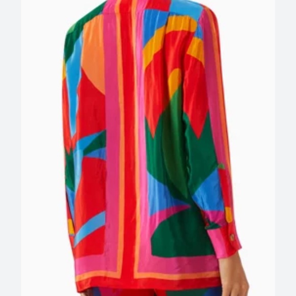 FARM RIO Colorful Leaves Long Sleeve Shirt new with tag Sizes S-M Retail $255 - Picture 4 of 4